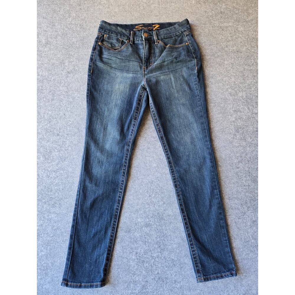 Seven 7 Jeans Women’s Tummyless High Rise, Skinny, Medium Blue Wash 10